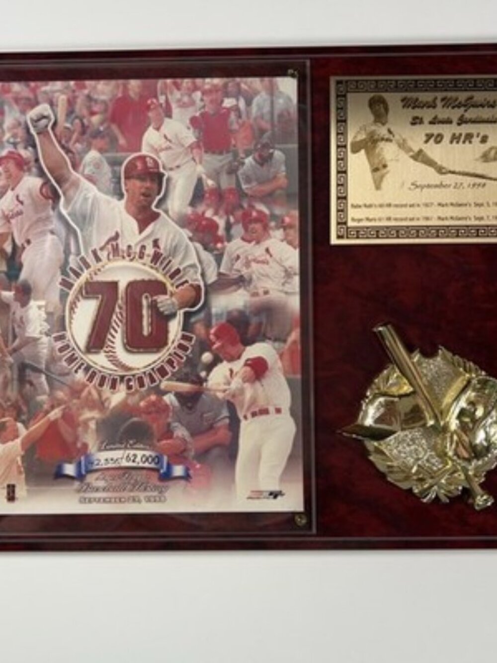 Mark McGwire St. Louis Cardinals 70 Home Run Champion Limited Edition Plaque